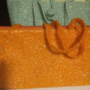 Vintage ALL Glass Beaded Bag Orange only